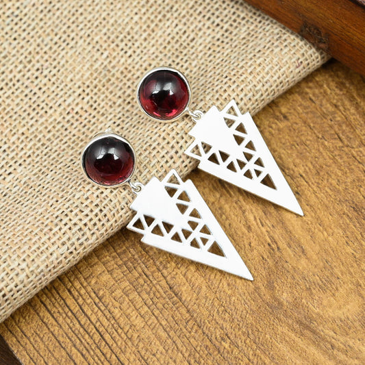 Adair Silver Earrings with Garnet