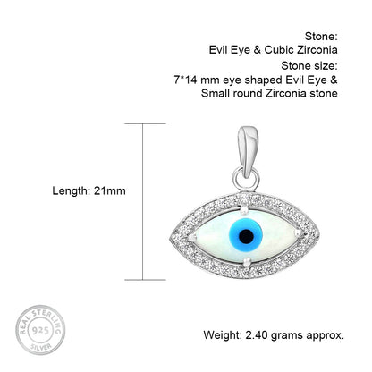 Details for Sterling Silver Eye-Shaped Charm with Cubic Zirconia Cluster