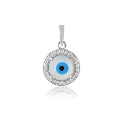 Clustered Round CZ Evil Eye Pendant in Sterling Silver