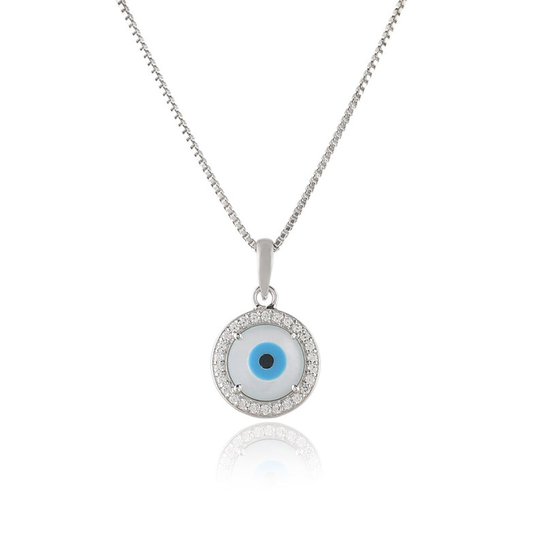 Evil Eye Jewelry: Sterling Silver Pendant with Round CZ