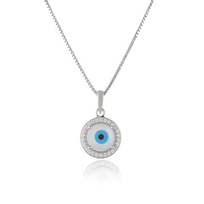 Evil Eye Jewelry: Sterling Silver Pendant with Round CZ