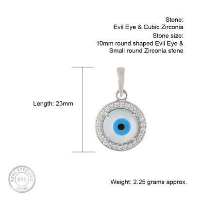 Details for Sparkling Evil Eye Charm in Silver with CZ Accents 