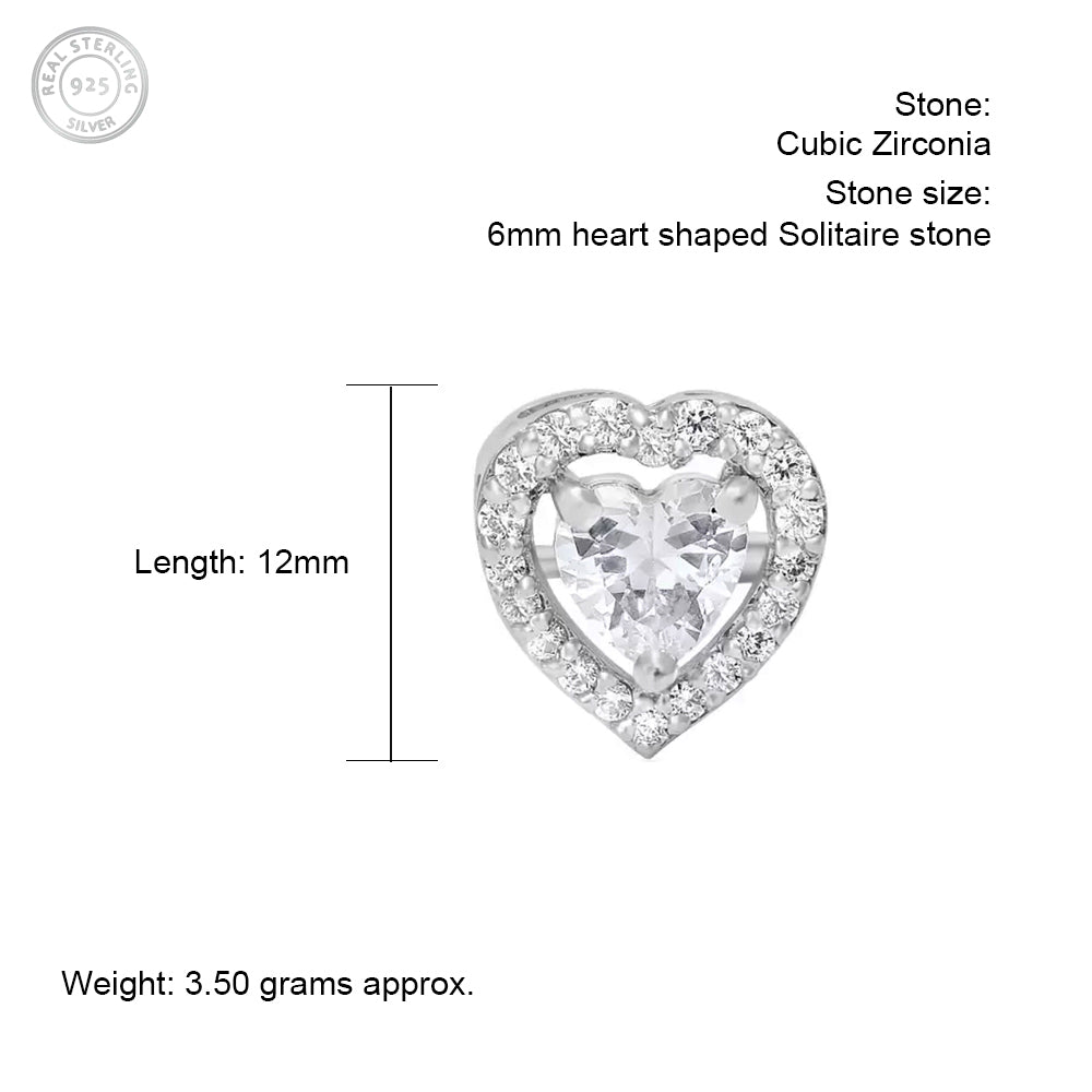 Details for Dazzling Silver Studs Featuring Heart-Shaped CZ Clusters