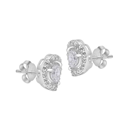 Charming Clustered Heart Studs with CZ in Silver