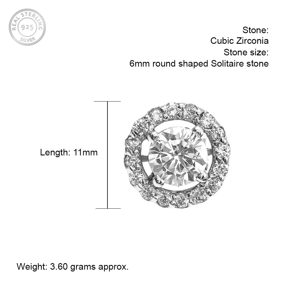 Details for Sparkling Round CZ Stud Earrings in Sterling Silver