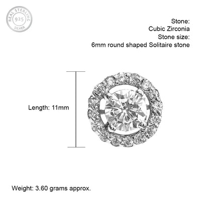 Details for Sparkling Round CZ Stud Earrings in Sterling Silver